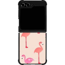 Samsung Galaxy Z Flip5 Case Hülle - Silikon schwarz Pink Flamingos Pattern