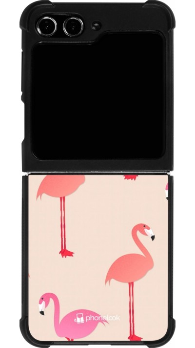 Samsung Galaxy Z Flip5 Case Hülle - Silikon schwarz Pink Flamingos Pattern