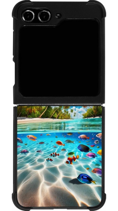 Coque Samsung Galaxy Z Flip5 - Silicone rigide noir Plage Paradis