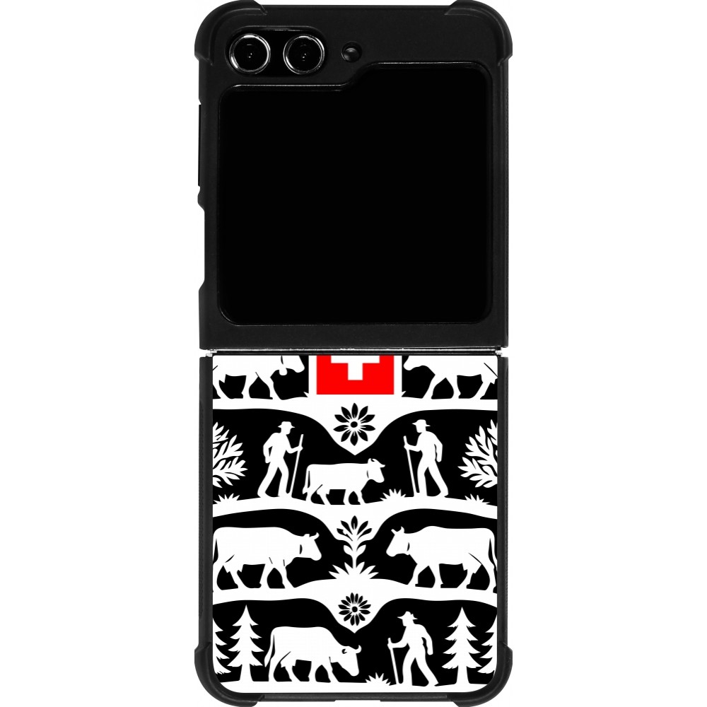 Coque Samsung Galaxy Z Flip5 - Silicone rigide noir Poya Suisse 3 noir