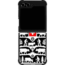 Coque Samsung Galaxy Z Flip5 - Silicone rigide noir Poya Suisse 3 noir