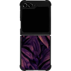 Coque Samsung Galaxy Z Flip5 - Silicone rigide noir Purple Light Leaves