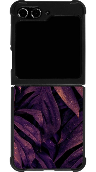 Samsung Galaxy Z Flip5 Case Hülle - Silikon schwarz Purple Light Leaves