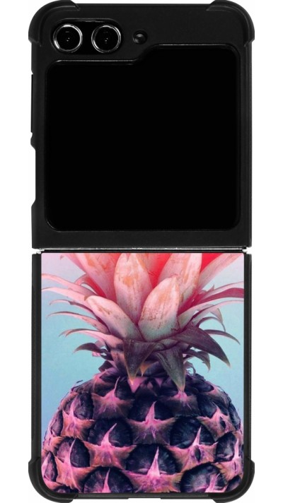 Samsung Galaxy Z Flip5 Case Hülle - Silikon schwarz Purple Pink Pineapple