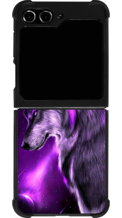 Samsung Galaxy Z Flip5 Case Hülle - Silikon schwarz Purple Sky Wolf