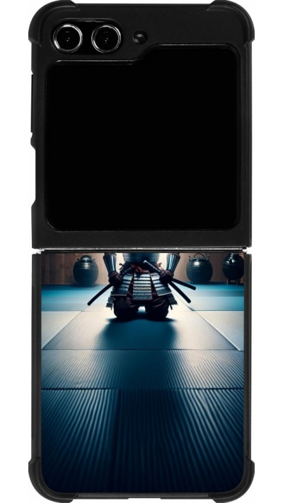 Samsung Galaxy Z Flip5 Case Hülle - Silikon schwarz Samurai im Gebet
