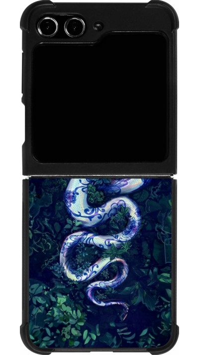 Samsung Galaxy Z Flip5 Case Hülle - Silikon schwarz Snake Blue Anaconda