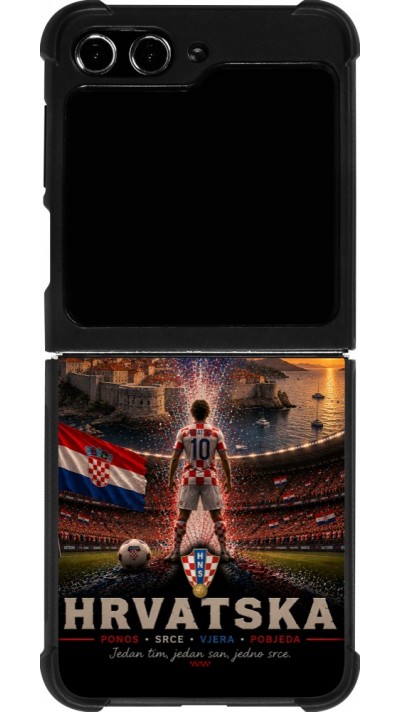 Samsung Galaxy Z Flip5 Case Hülle - Silikon schwarz Fussball Kroatien splash 2026