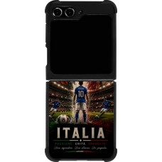 Coque Samsung Galaxy Z Flip5 - Silicone rigide noir Football Italie splash 2026