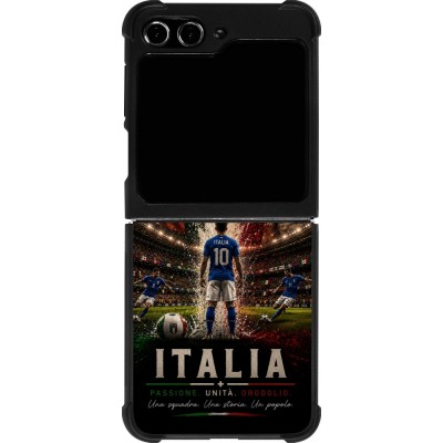 Coque Samsung Galaxy Z Flip5 - Silicone rigide noir Football Italie splash 2026