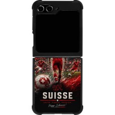 Coque Samsung Galaxy Z Flip5 - Silicone rigide noir Football Suisse splash 2026