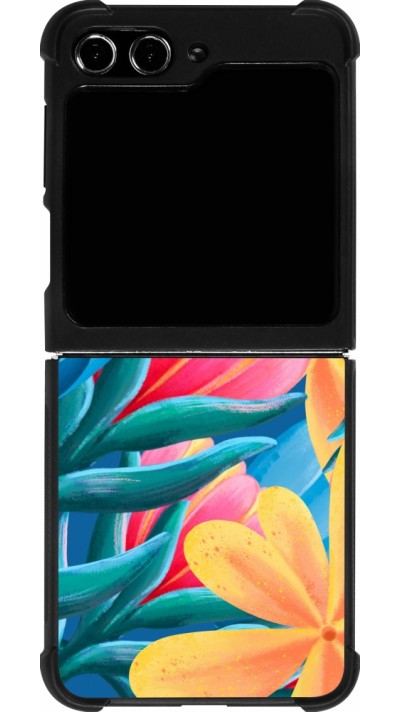 Samsung Galaxy Z Flip5 Case Hülle - Silikon schwarz Spring 23 colorful flowers