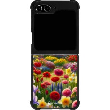 Coque Samsung Galaxy Z Flip5 - Silicone rigide noir Spring 25 Bouquet printemps