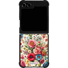 Coque Samsung Galaxy Z Flip5 - Silicone rigide noir Spring 25 printemps fleuri