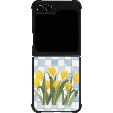 Coque Samsung Galaxy Z Flip5 - Silicone rigide noir Blue vichy tulips Spring 2026