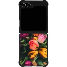 Coque Samsung Galaxy Z Flip5 - Silicone rigide noir Bouquet of tulips Spring 2026