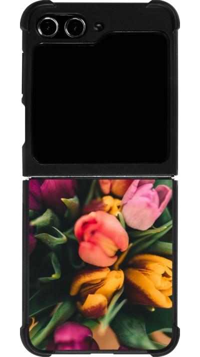 Coque Samsung Galaxy Z Flip5 - Silicone rigide noir Bouquet of tulips Spring 2026