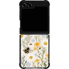 Coque Samsung Galaxy Z Flip5 - Silicone rigide noir Pattern bees Spring 2026