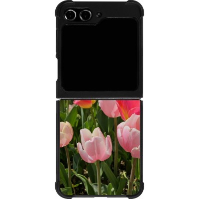 Coque Samsung Galaxy Z Flip5 - Silicone rigide noir Tulips Spring 2026