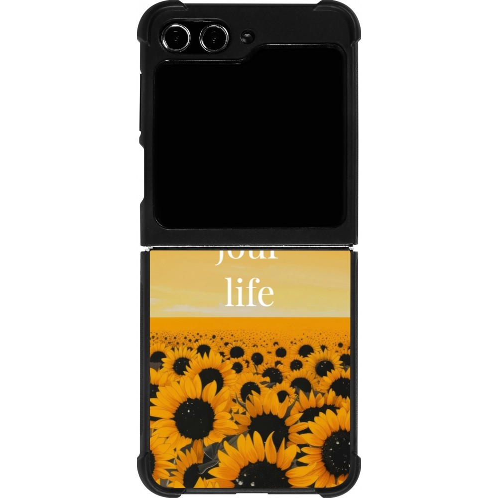 Coque Samsung Galaxy Z Flip5 - Silicone rigide noir Summer 2025 Enjoy your life