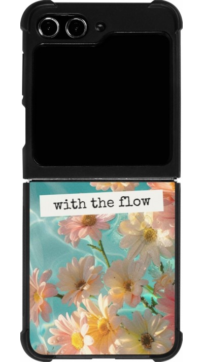 Coque Samsung Galaxy Z Flip5 - Silicone rigide noir Summer 2025 Grow with the flow