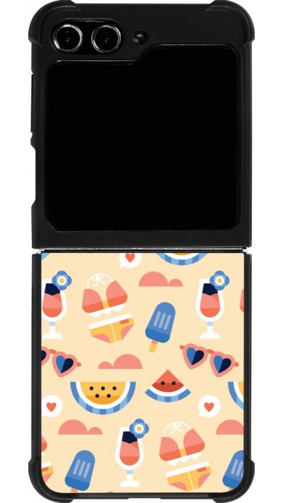 Coque Samsung Galaxy Z Flip5 - Silicone rigide noir Pattern Summer 2026