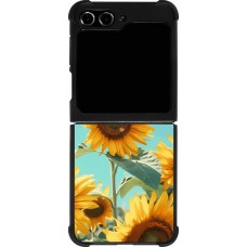 Coque Samsung Galaxy Z Flip5 - Silicone rigide noir Sunflowers Summer 2026