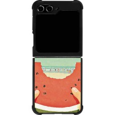 Coque Samsung Galaxy Z Flip5 - Silicone rigide noir Views through a watermelon Summer 2026
