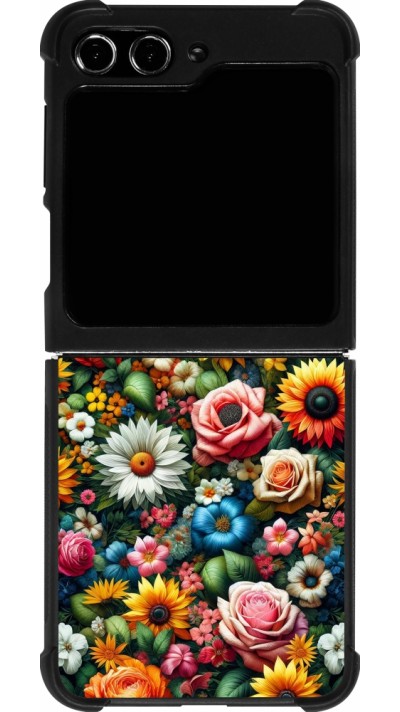 Coque Samsung Galaxy Z Flip5 - Silicone rigide noir Summer Floral Pattern