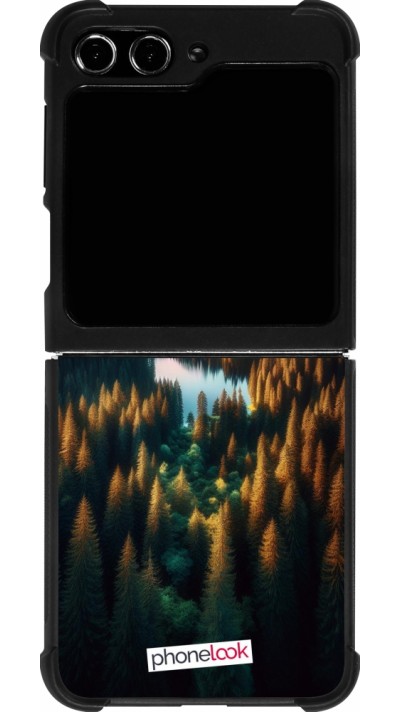 Coque Samsung Galaxy Z Flip5 - Silicone rigide noir Sunset Forest Lake