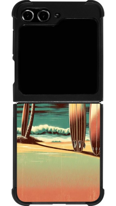 Coque Samsung Galaxy Z Flip5 - Silicone rigide noir Surf Paradise