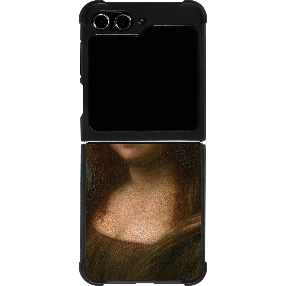 Coque Samsung Galaxy Z Flip5 - Silicone rigide noir Tableau art - La Joconde - Léonard de Vinci