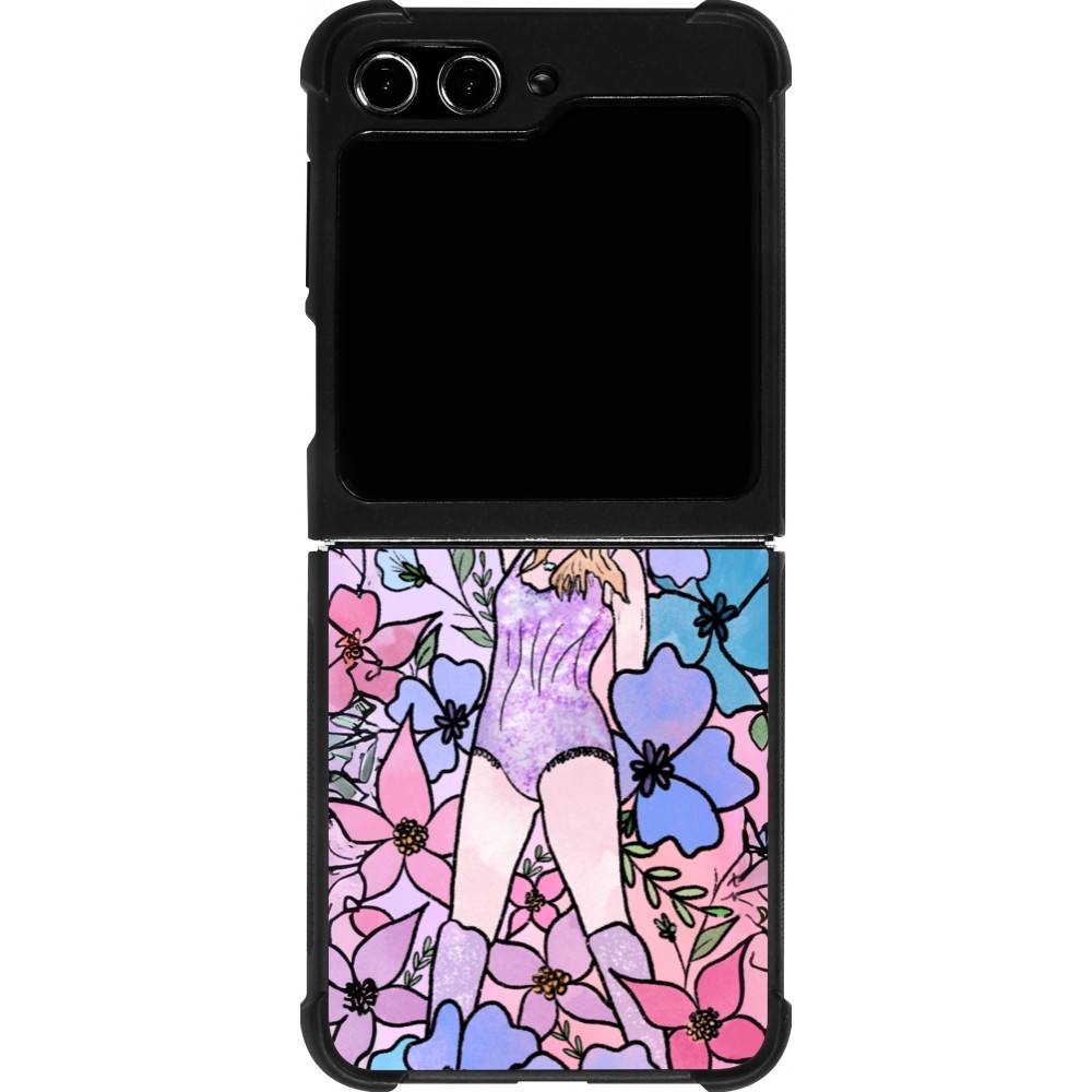 Coque Samsung Galaxy Z Flip5 - Silicone rigide noir Taylor Swift Sketch - Pink