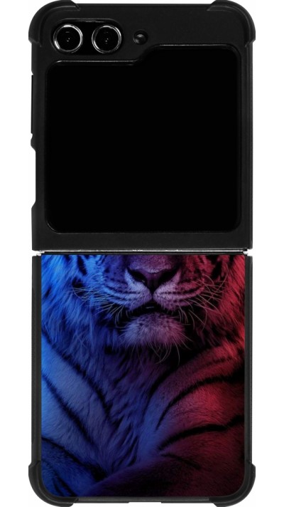 Coque Samsung Galaxy Z Flip5 - Silicone rigide noir Tiger Blue Red