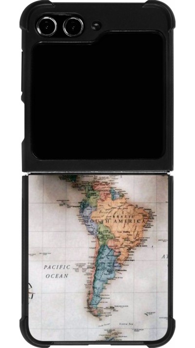 Coque Samsung Galaxy Z Flip5 - Silicone rigide noir Travel 01