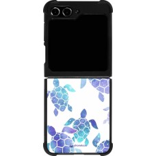 Coque Samsung Galaxy Z Flip5 - Silicone rigide noir Turtles pattern watercolor