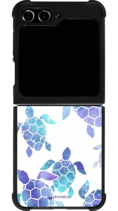 Coque Samsung Galaxy Z Flip5 - Silicone rigide noir Turtles pattern watercolor