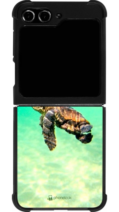 Coque Samsung Galaxy Z Flip5 - Silicone rigide noir Turtle Underwater