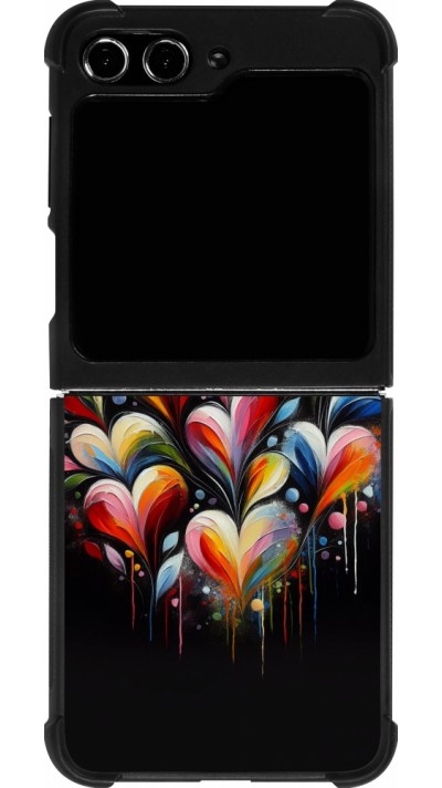 Samsung Galaxy Z Flip5 Case Hülle - Silikon schwarz Valentin 2024 Schwarzes Herz Abstrakt