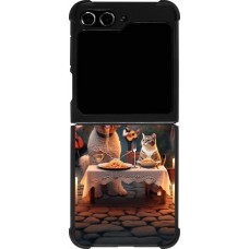 Samsung Galaxy Z Flip5 Case Hülle - Silikon schwarz Valentin 2024 Hund & Katze Kerzenlicht
