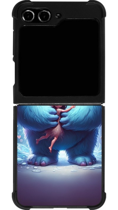 Coque Samsung Galaxy Z Flip5 - Silicone rigide noir Valentine 2024 Fluffy Love