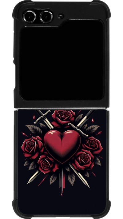 Coque Samsung Galaxy Z Flip5 - Silicone rigide noir Valentine 2024 gothic love