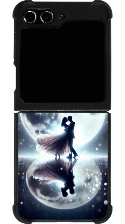 Coque Samsung Galaxy Z Flip5 - Silicone rigide noir Valentine 2024 Love under the moon