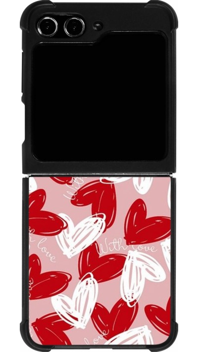 Coque Samsung Galaxy Z Flip5 - Silicone rigide noir Valentine 2024 with love heart