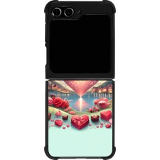 Coque Samsung Galaxy Z Flip5 - Silicone rigide noir Valentine 2025 Chic