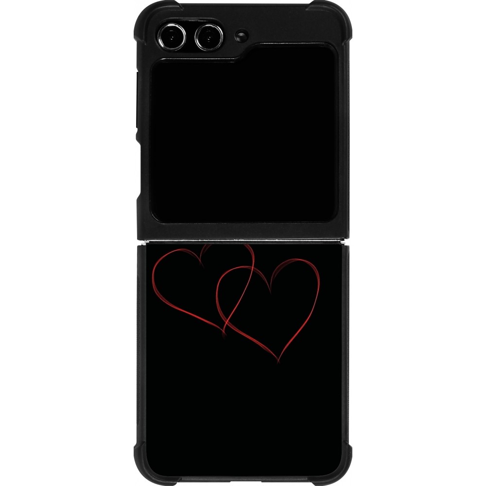 Coque Samsung Galaxy Z Flip5 - Silicone rigide noir Valentine 2023 attached heart