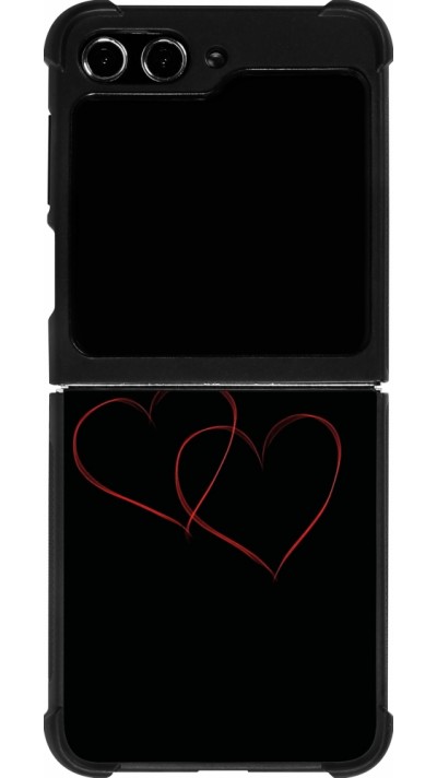 Coque Samsung Galaxy Z Flip5 - Silicone rigide noir Valentine 2023 attached heart
