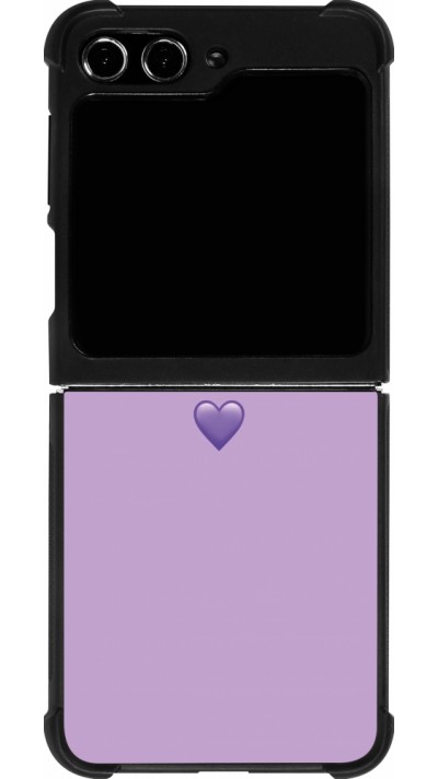 Coque Samsung Galaxy Z Flip5 - Silicone rigide noir Valentine 2023 purpule single heart