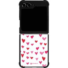 Coque Samsung Galaxy Z Flip5 - Silicone rigide noir Valentine 2022 Many pink hearts