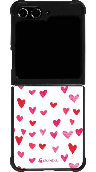 Coque Samsung Galaxy Z Flip5 - Silicone rigide noir Valentine 2022 Many pink hearts